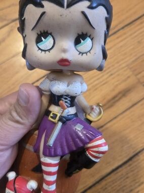Vintage 2006 Betty Boop Pirate Bobblehead - Purple Skirt, Black & White Top